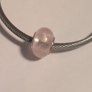 Silver Pink Sparkly Charm for Pandora Style Bracelet